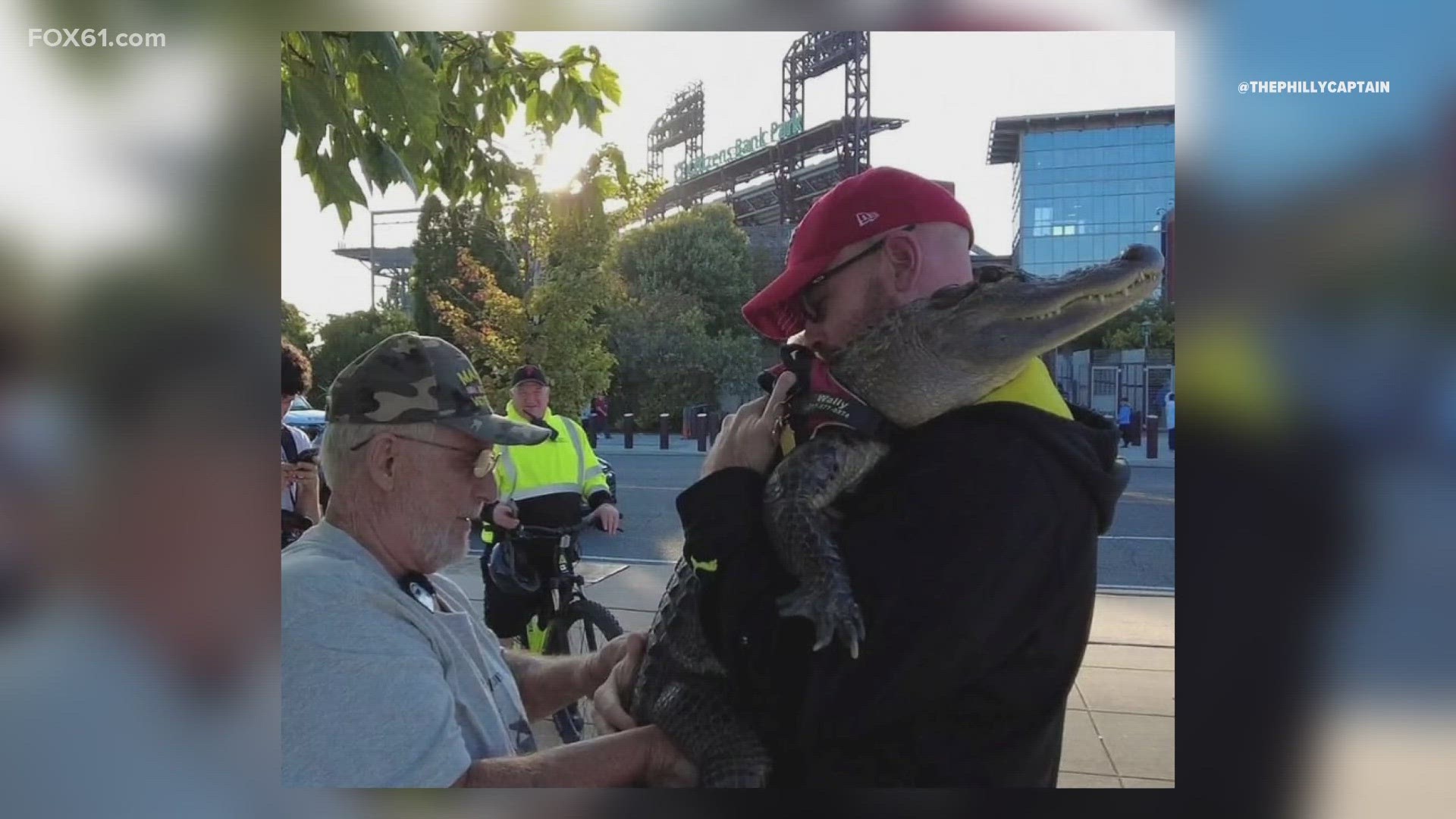 The owner says that the alligator helps him battle depression and that it loves to give hugs.