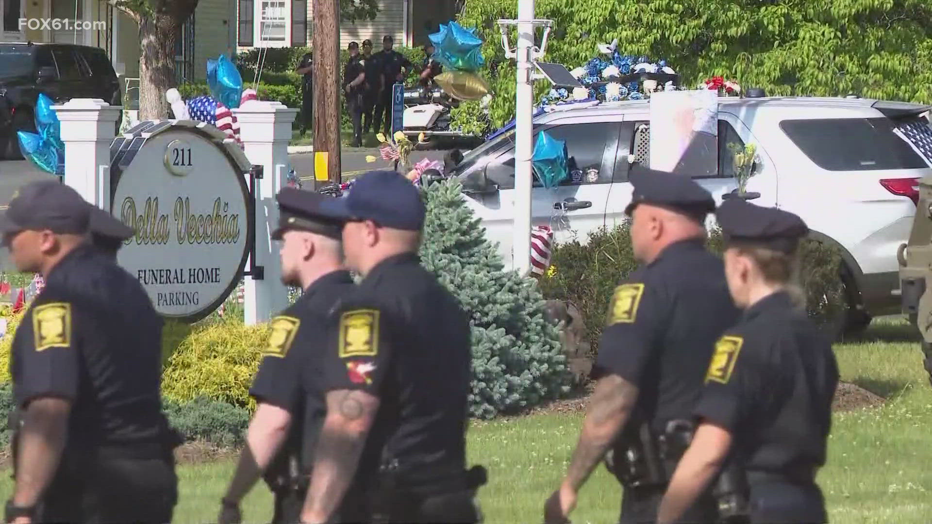 Hundreds of people from the law enforcement community gathered at the Della Vecchia Funeral Home to pay their respects for TFC Aaron Pelletier.