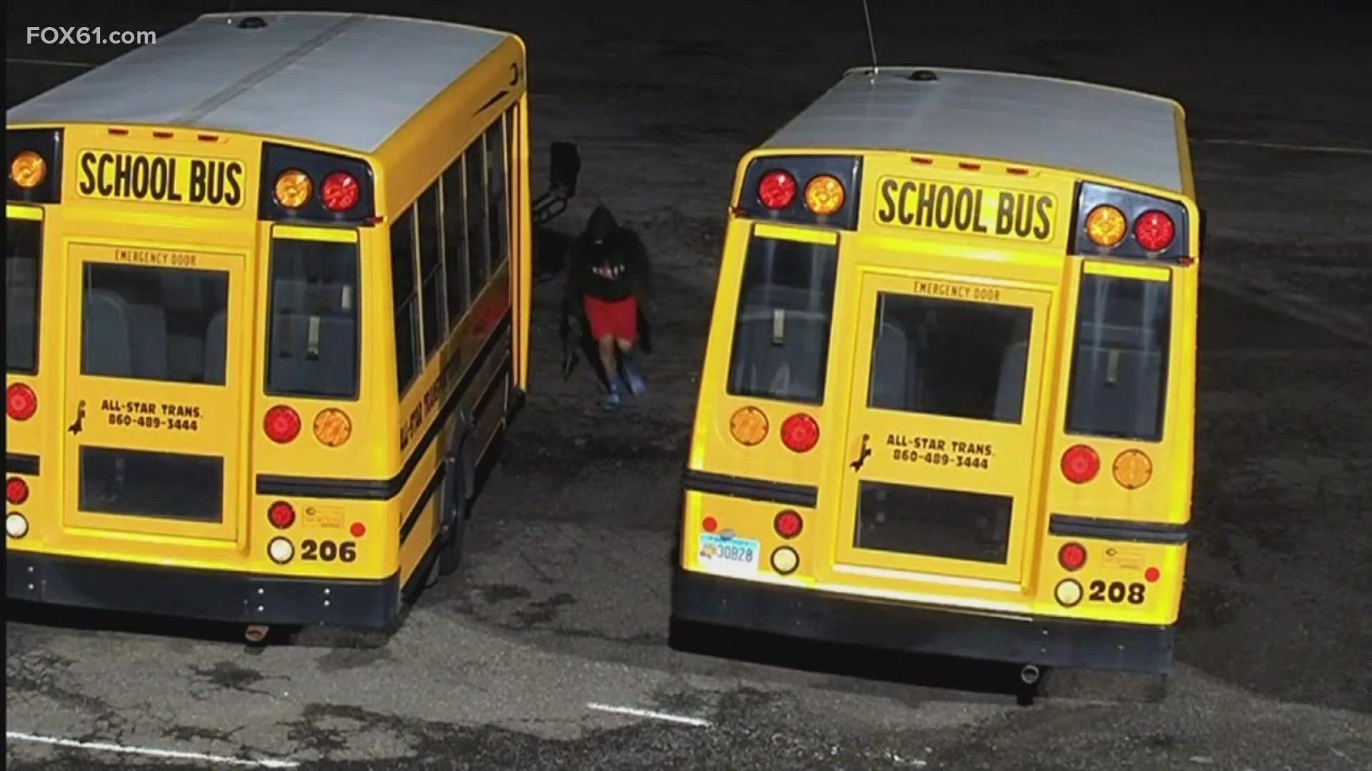 7 school buses have been targeted by catalytic converter thieves.