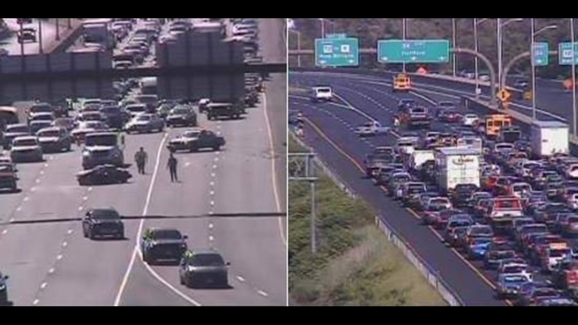 Lanes cleared following 2 car accident on I84 east in Plainville