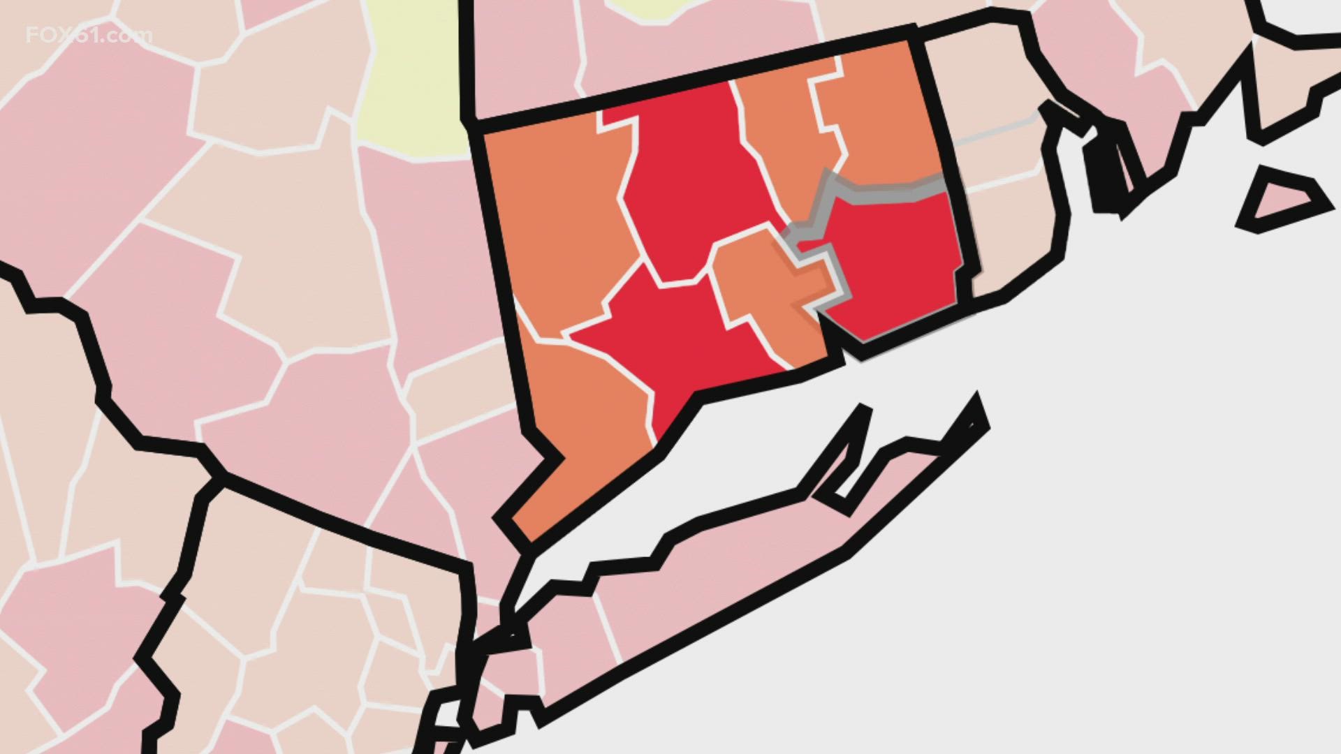 New Haven and Hartford County were added to the list by the CDC earlier in August.