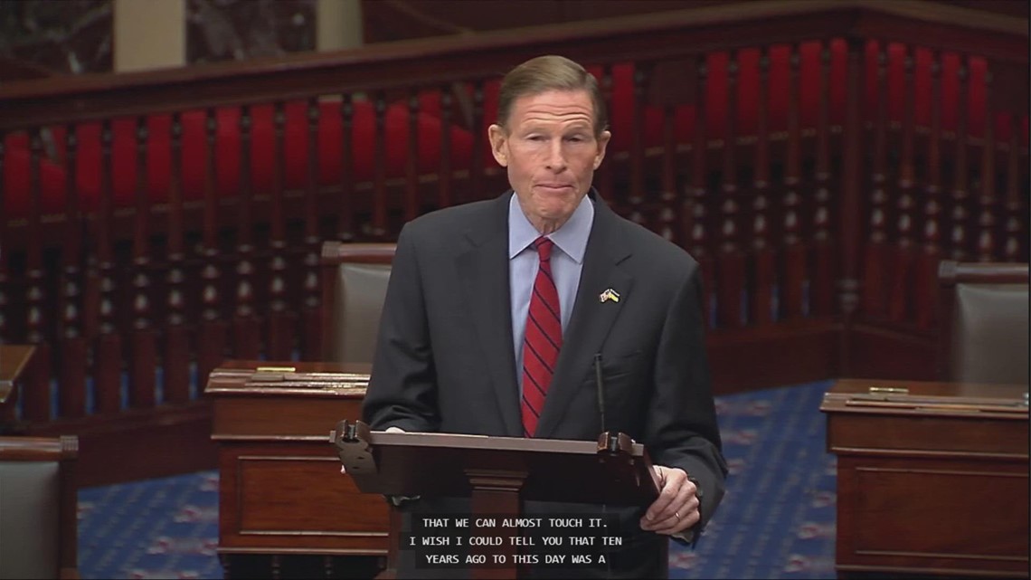 Sen. Blumenthal speaks on the 10th anniversary of Sandy Hook shooting | fox61.com