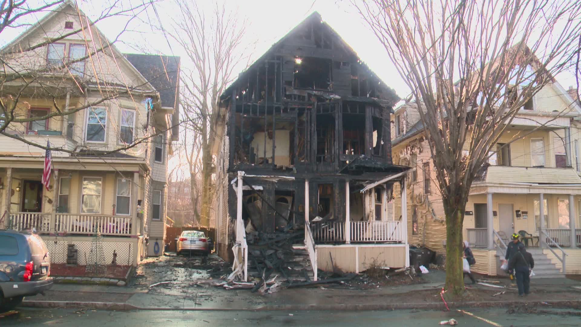 Officials say the fire spread to two additional homes, however smoke detectors were working and families were able to evacuate.