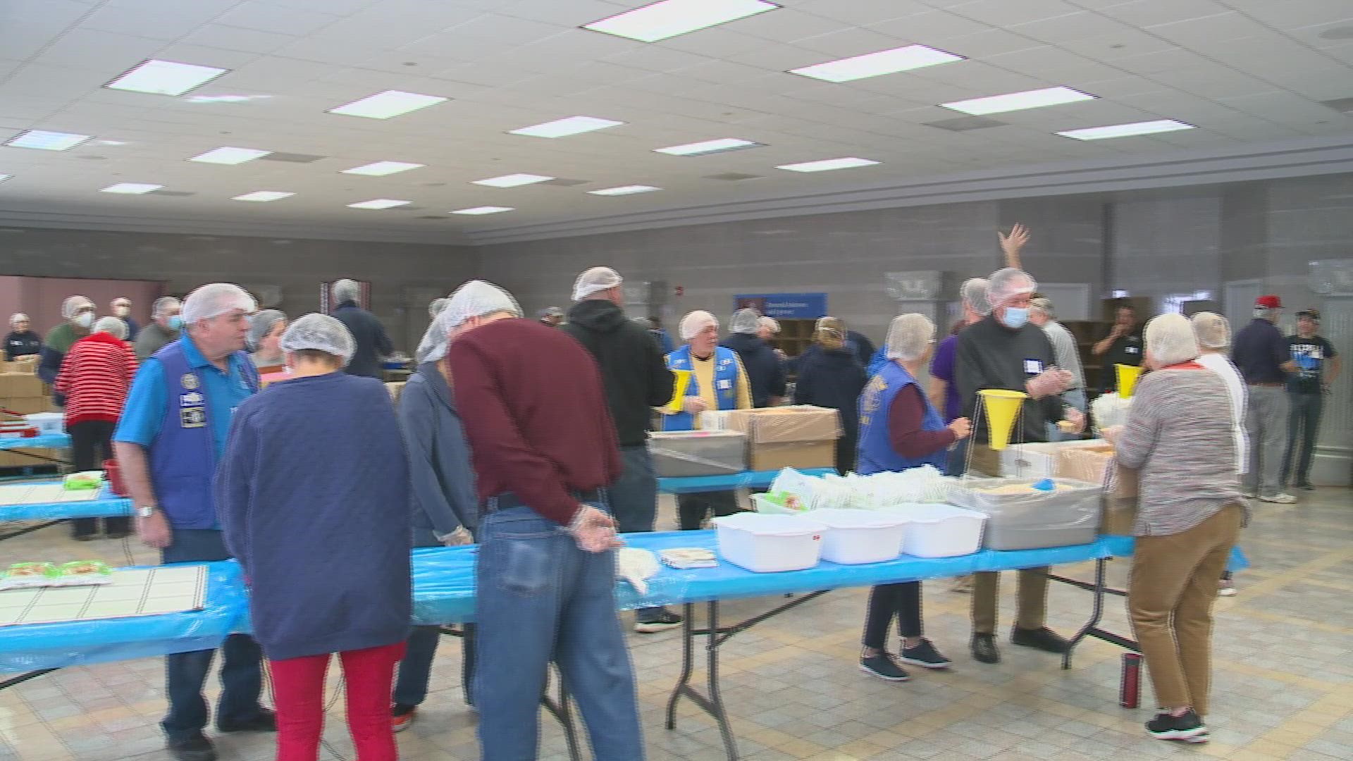 As food insecurity continues to take a toll on Connecticut's communities, chapters of local Kiwanis clubs gathered to pack thousands of meals for those in need.