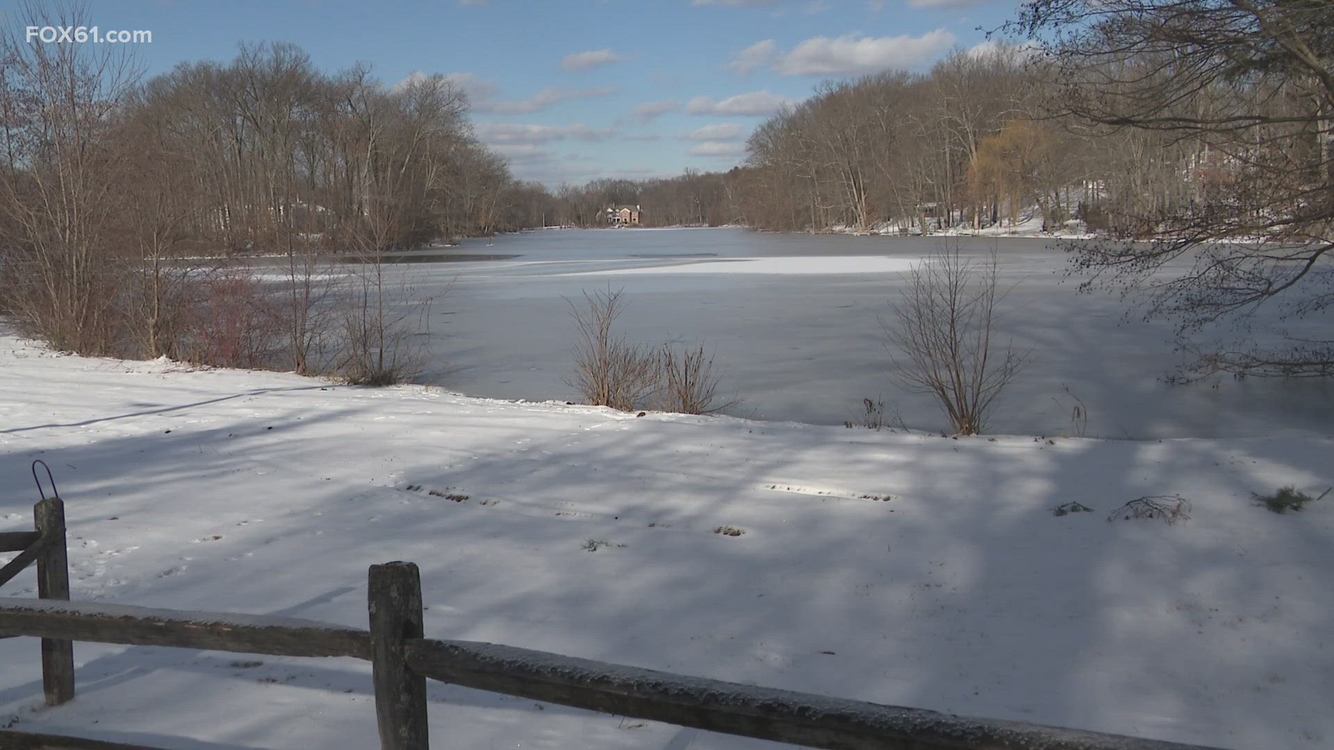 The ice is not thick enough on most ponds and lakes in Connecticut, as temperatures have been too warm up until now.