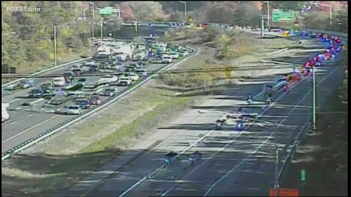 Funeral procession seen through West Hartford ahead of funeral services