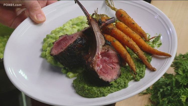 Grilled lamb with English Pea Risotto from Madison Beach Hotel | Recipe