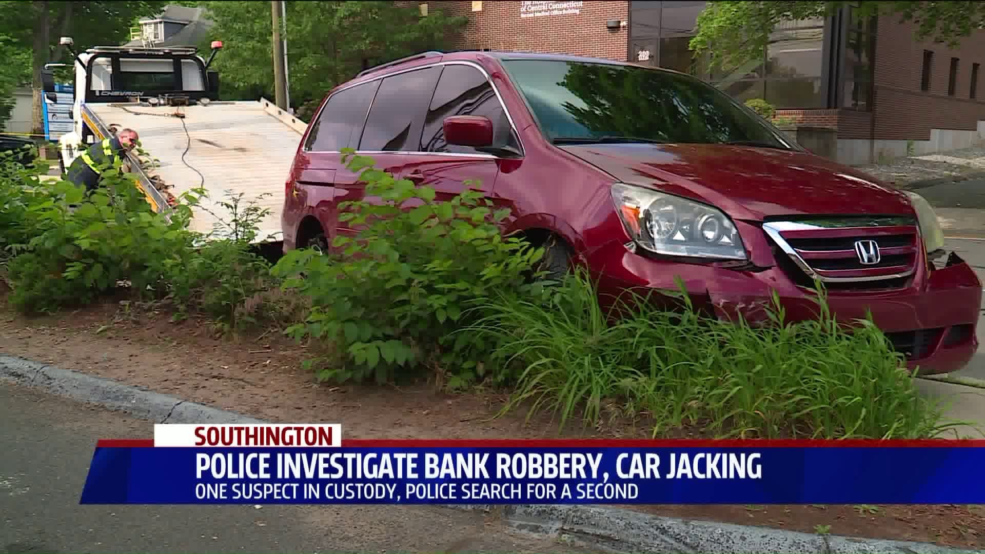 Bank robbery, car jacking in Southington