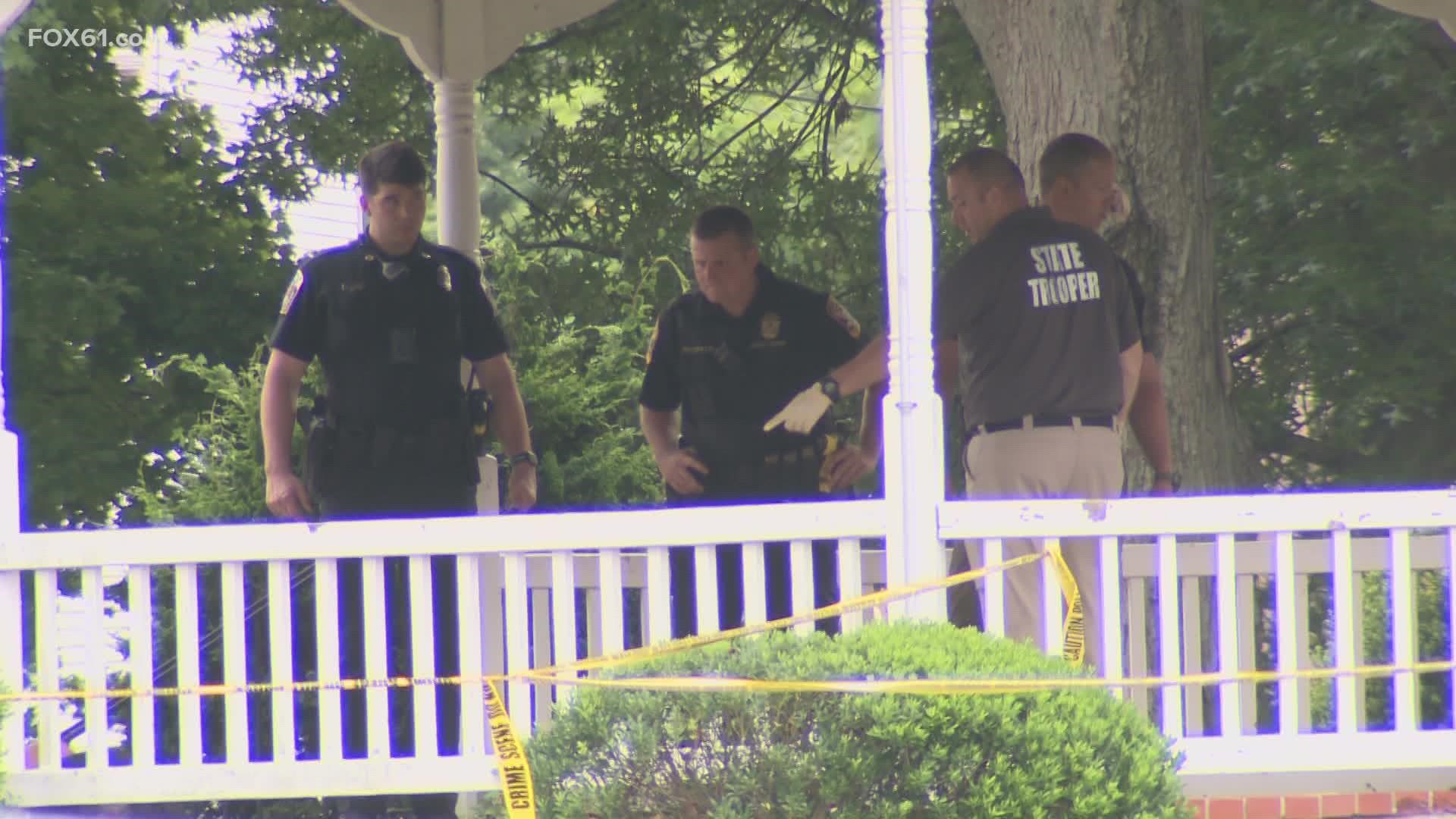 Police said a witness found the man just before 3 a.m. The investigation is concentrated around the gazebo across from Town Hall.