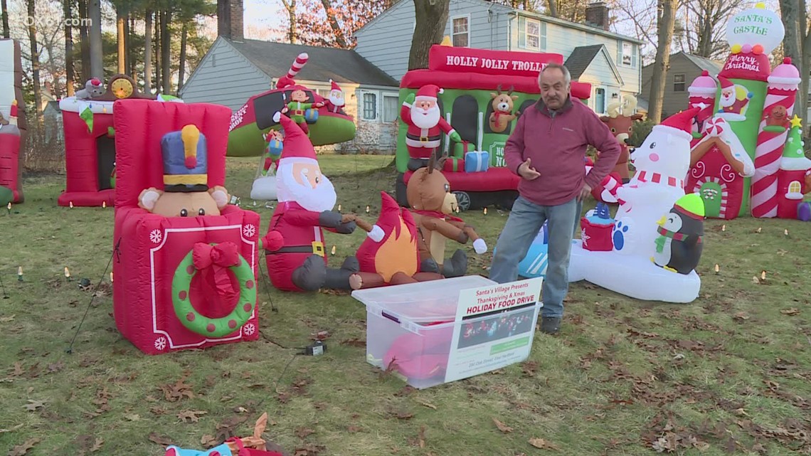 Donation bin stolen from Conn. holiday decoration house display