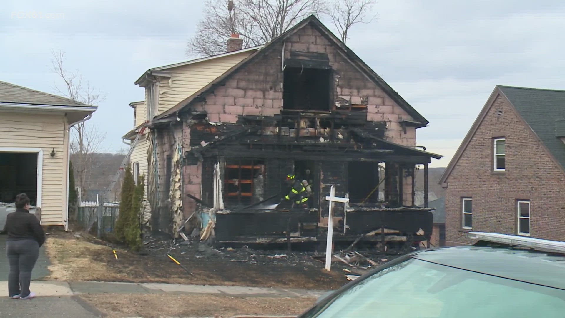 The fire was confined to the home's front half but has been deemed uninhabitable.