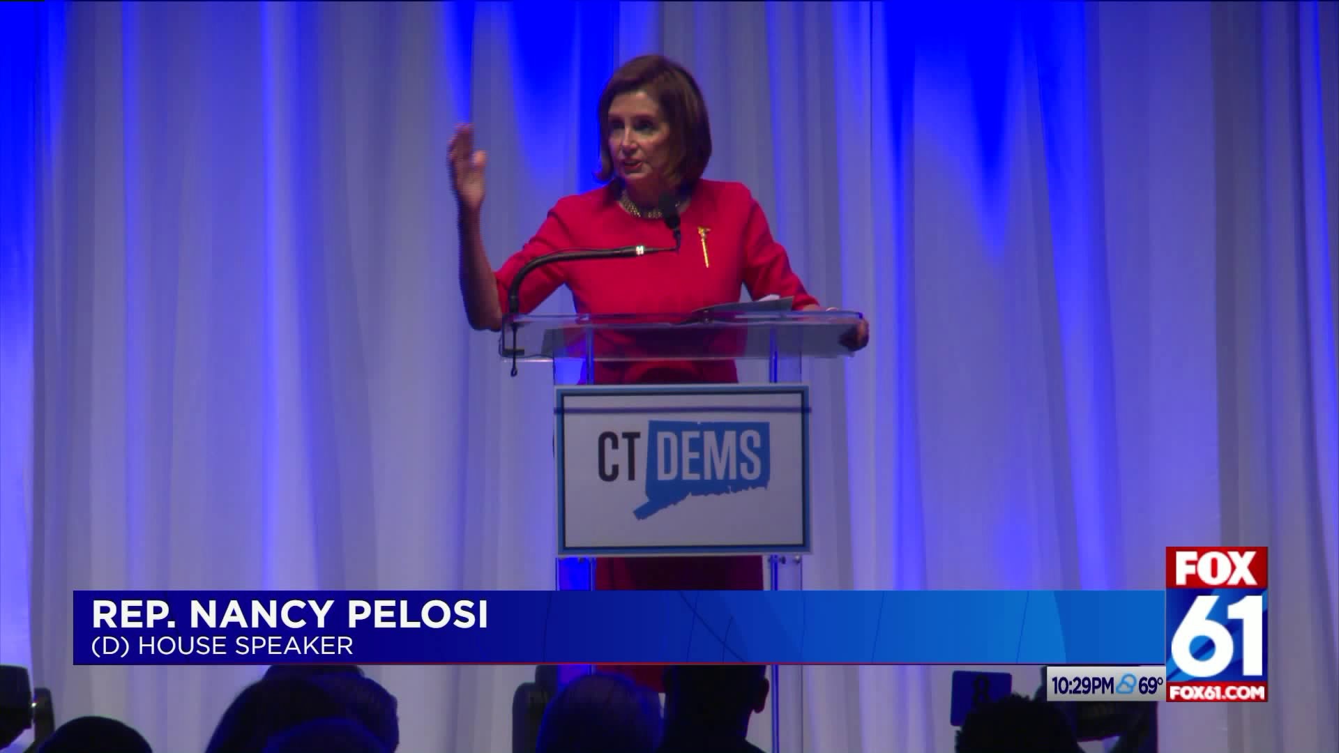Nancy Pelosi gives keynote speech at CT fundraising dinner