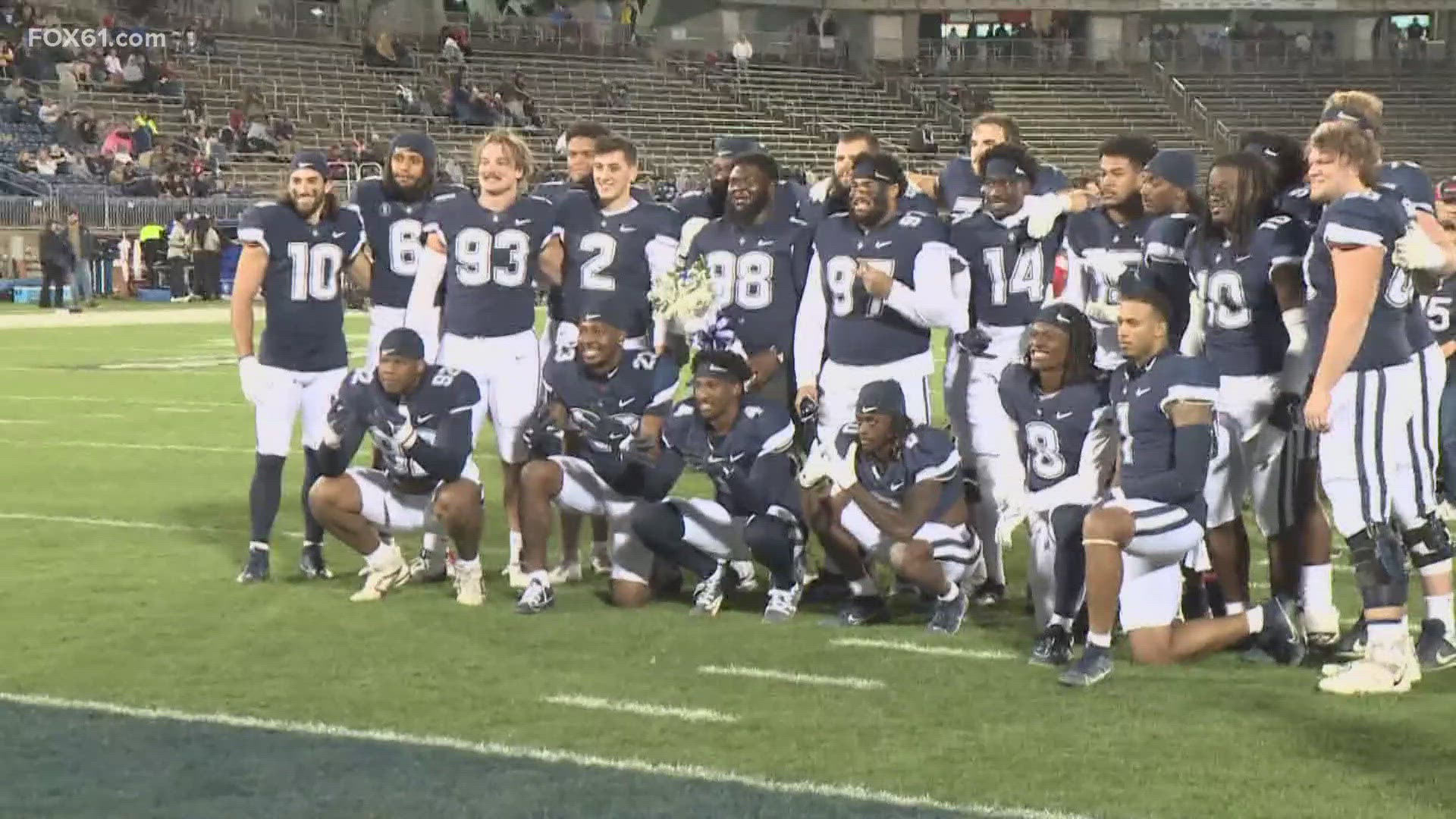 Twenty-four Huskies were honored on Senior Night at Pratt & Whitney Stadium at Rentschler Field, as the ground attack led the way yet again.