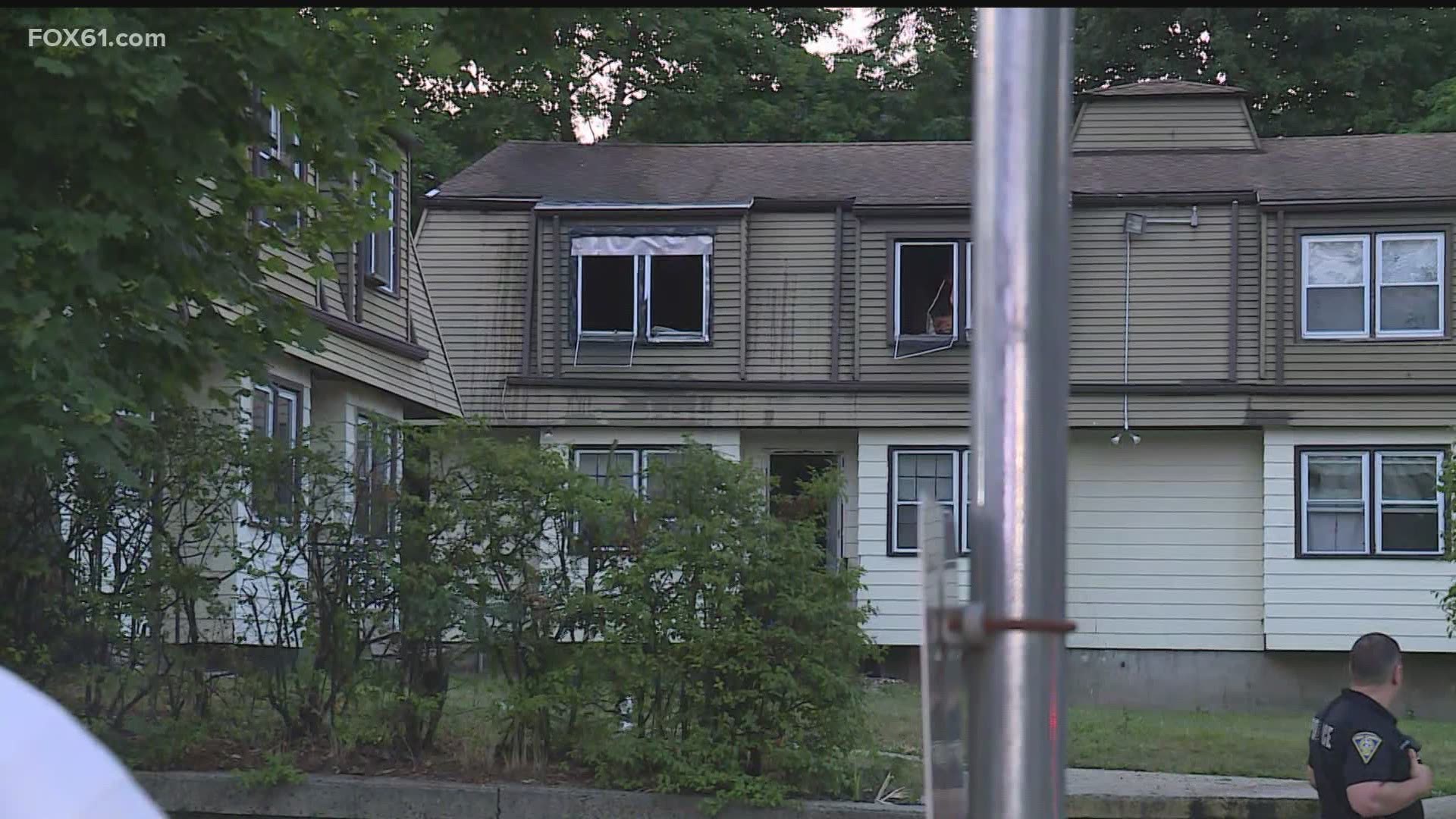 Officials say the fire broke out at a home on Quinnipiac Avenue/