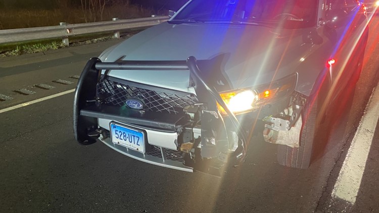 Wrong-way driver strikes state police cruiser in East Hartford