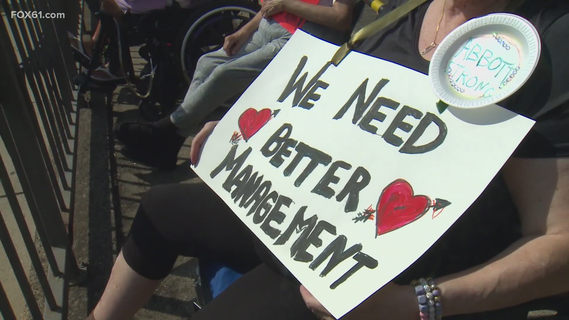 Nursing home residents and workers joined forces Tuesday. They held separate demonstrations but had the same message - keep Abbott Terrace open.