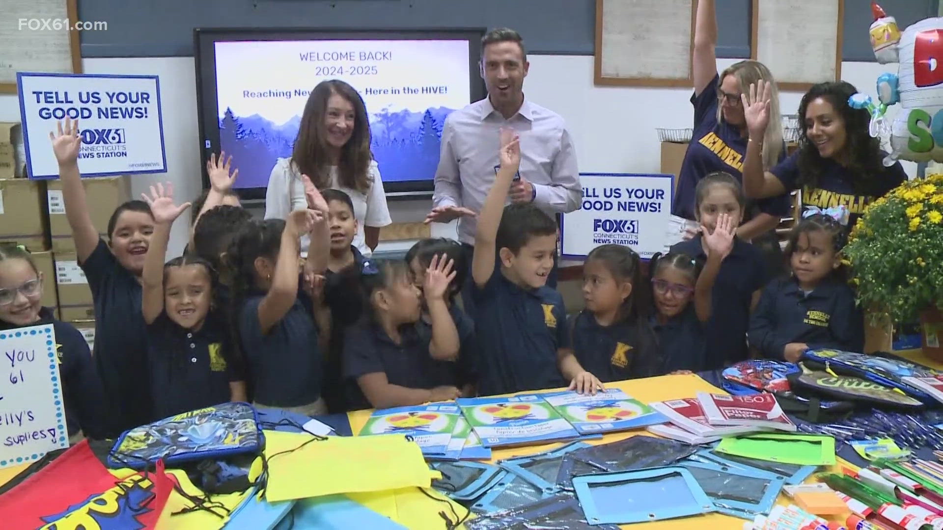 FOX61's Keith McGilvery made the special delivery to the Kennelly Elementary School first graders Wednesday.