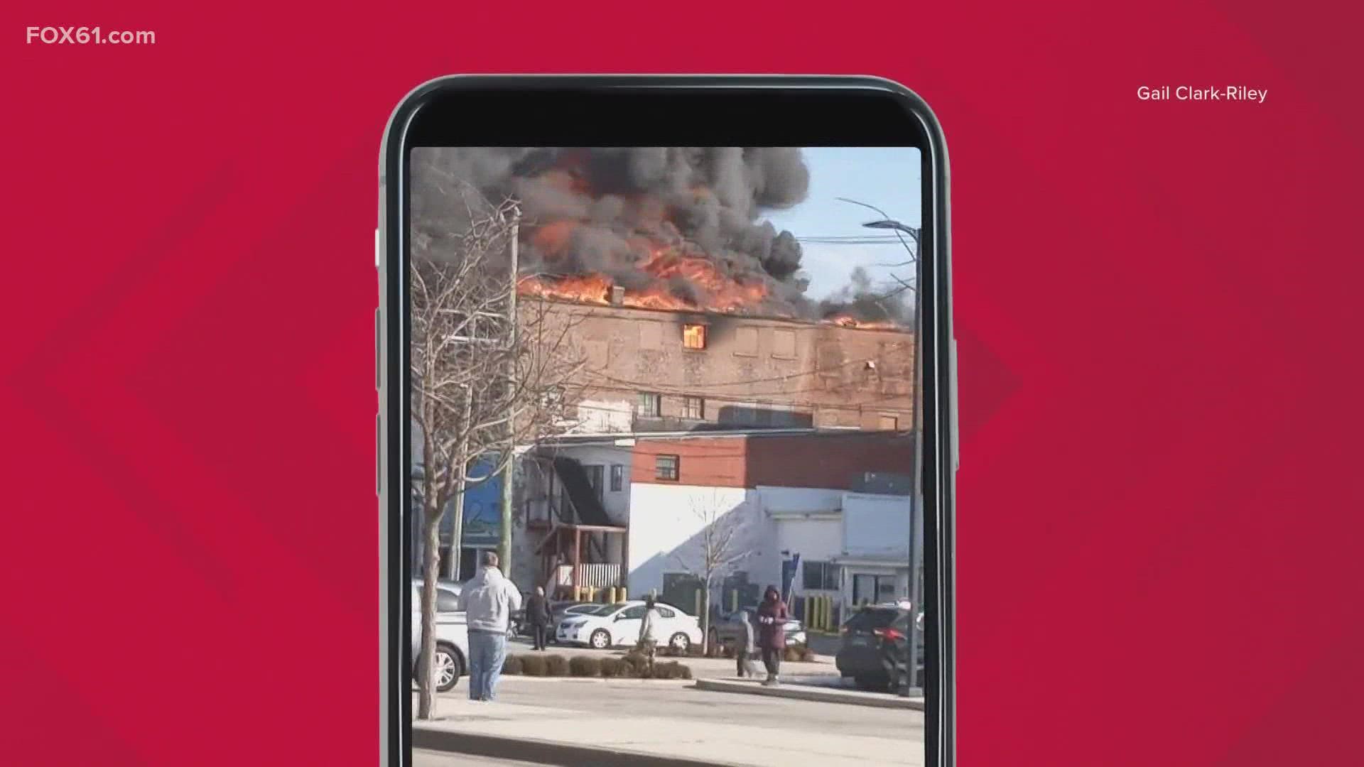 An angry fire raged on the third floor of 133 Bank Street, a vacant building being renovated.