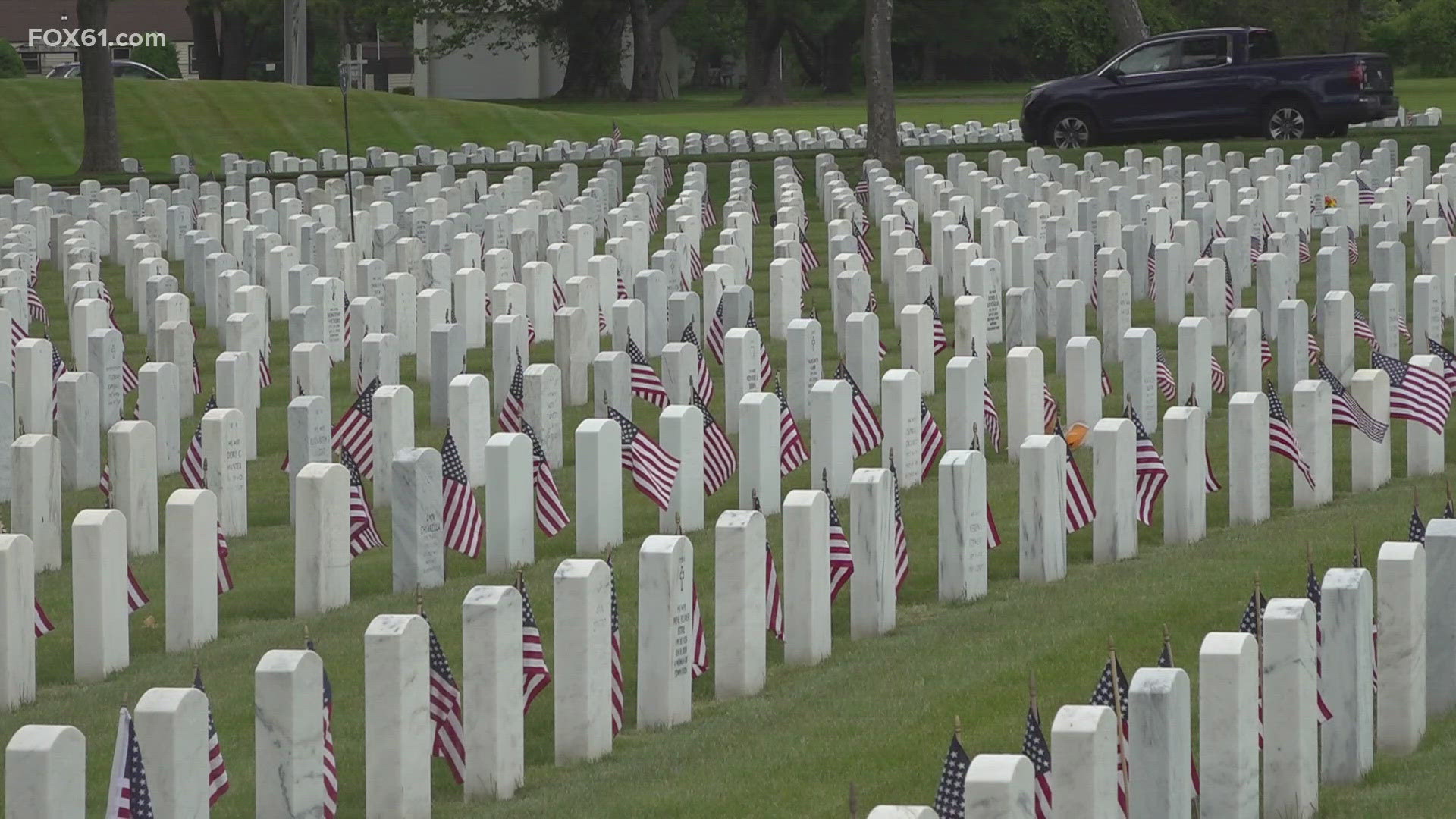 Flag-placing at Connecticut State Veterans Cemetery honors
