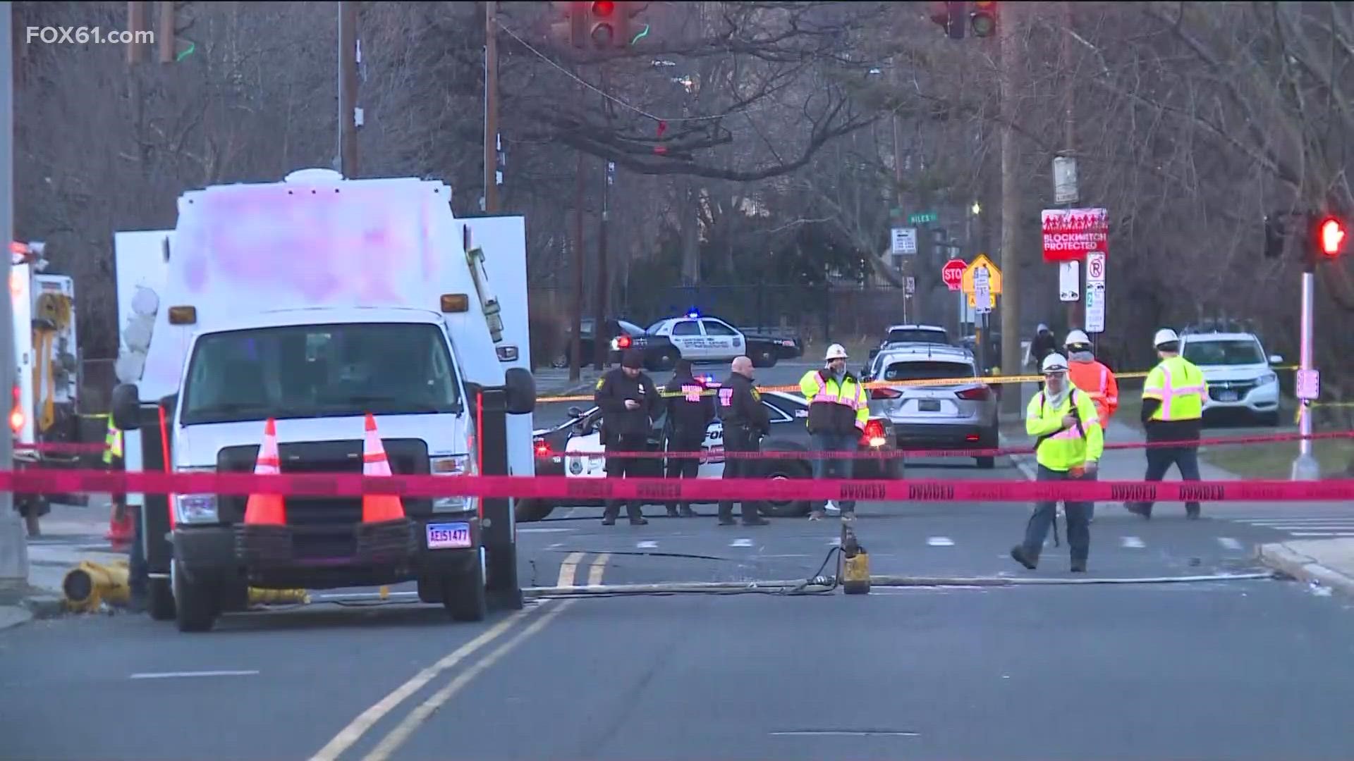 Crews were on the scene where smoke was coming out from several manholes, but the fire has been extinguished.