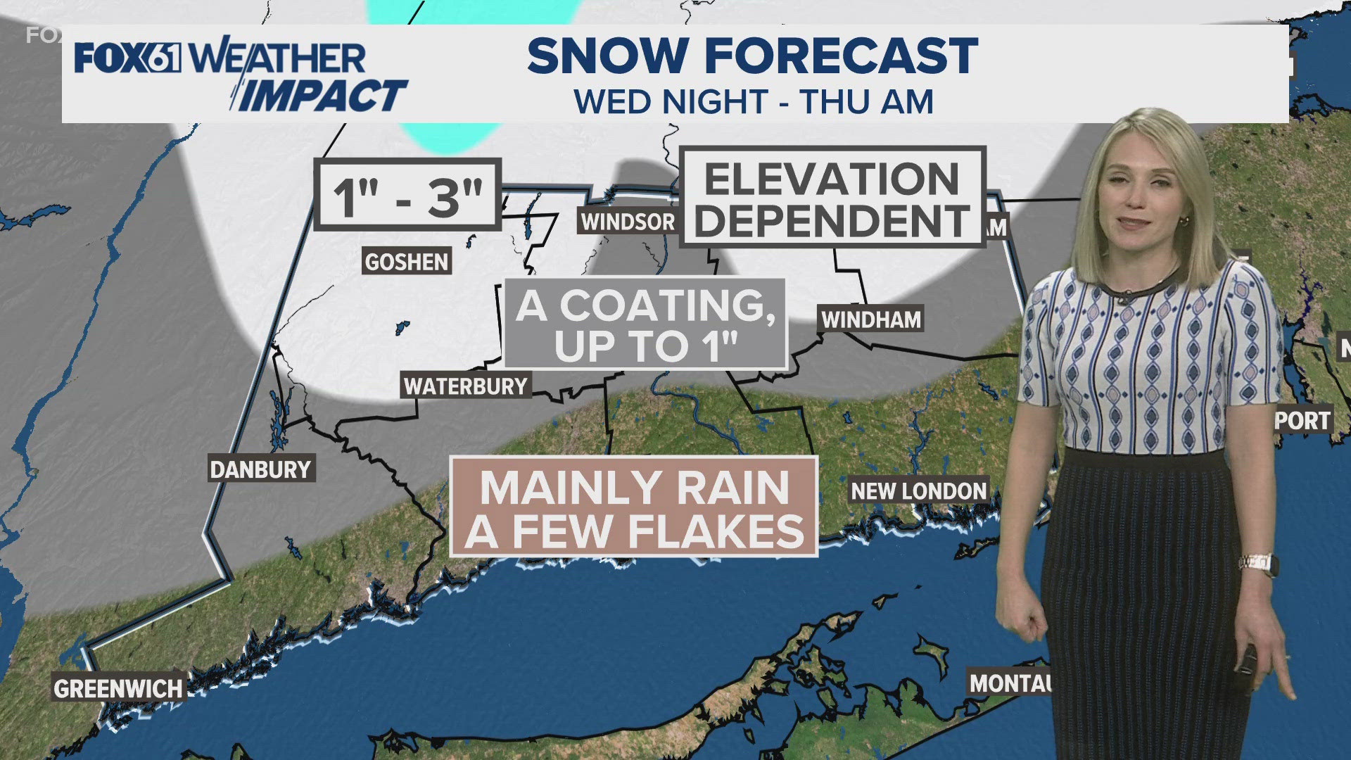 Snow and rain could linger into Thursday morning with a possible additional coat of snow during the day for parts of Connecticut.