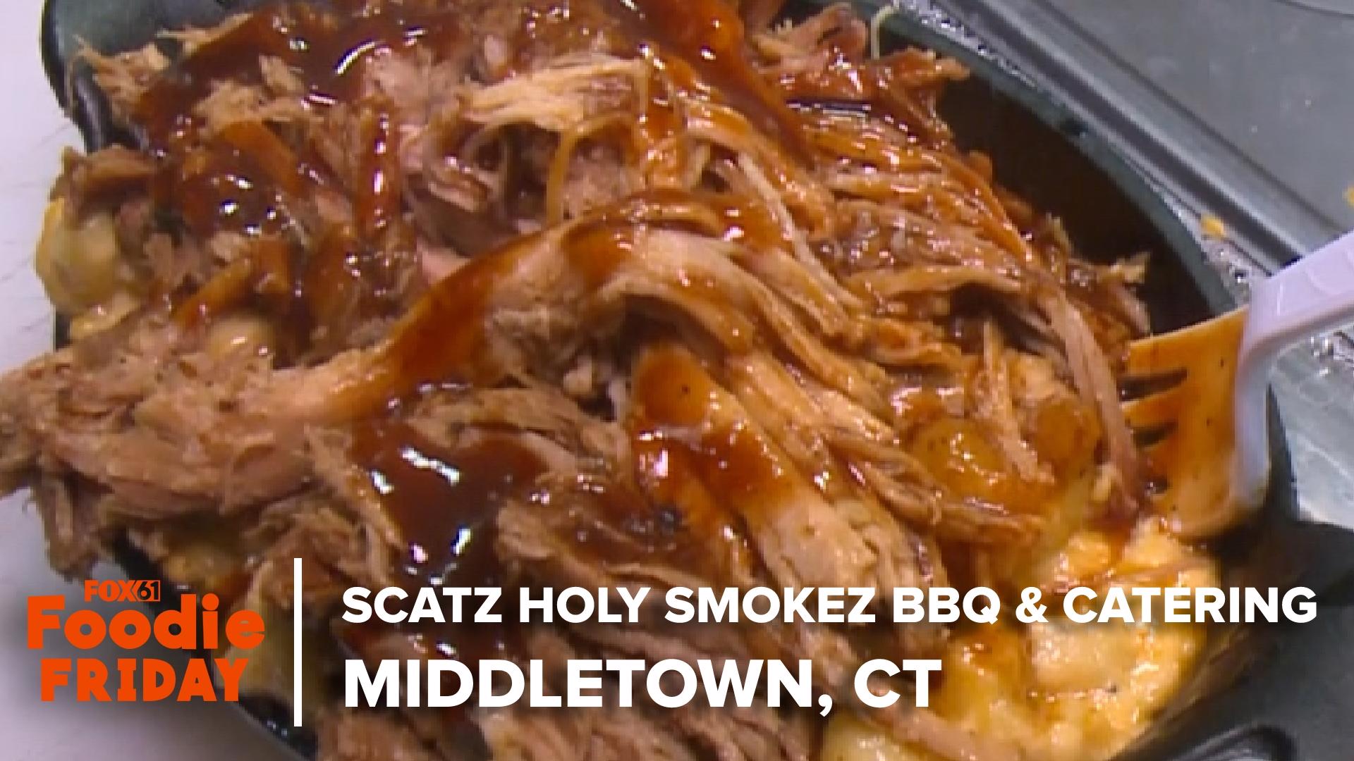 Hot 93.7's Jenny Boom Boom visited Scatz Holy Smokez BBQ & Catering in Middletown for FOX61's Foodie Friday.
