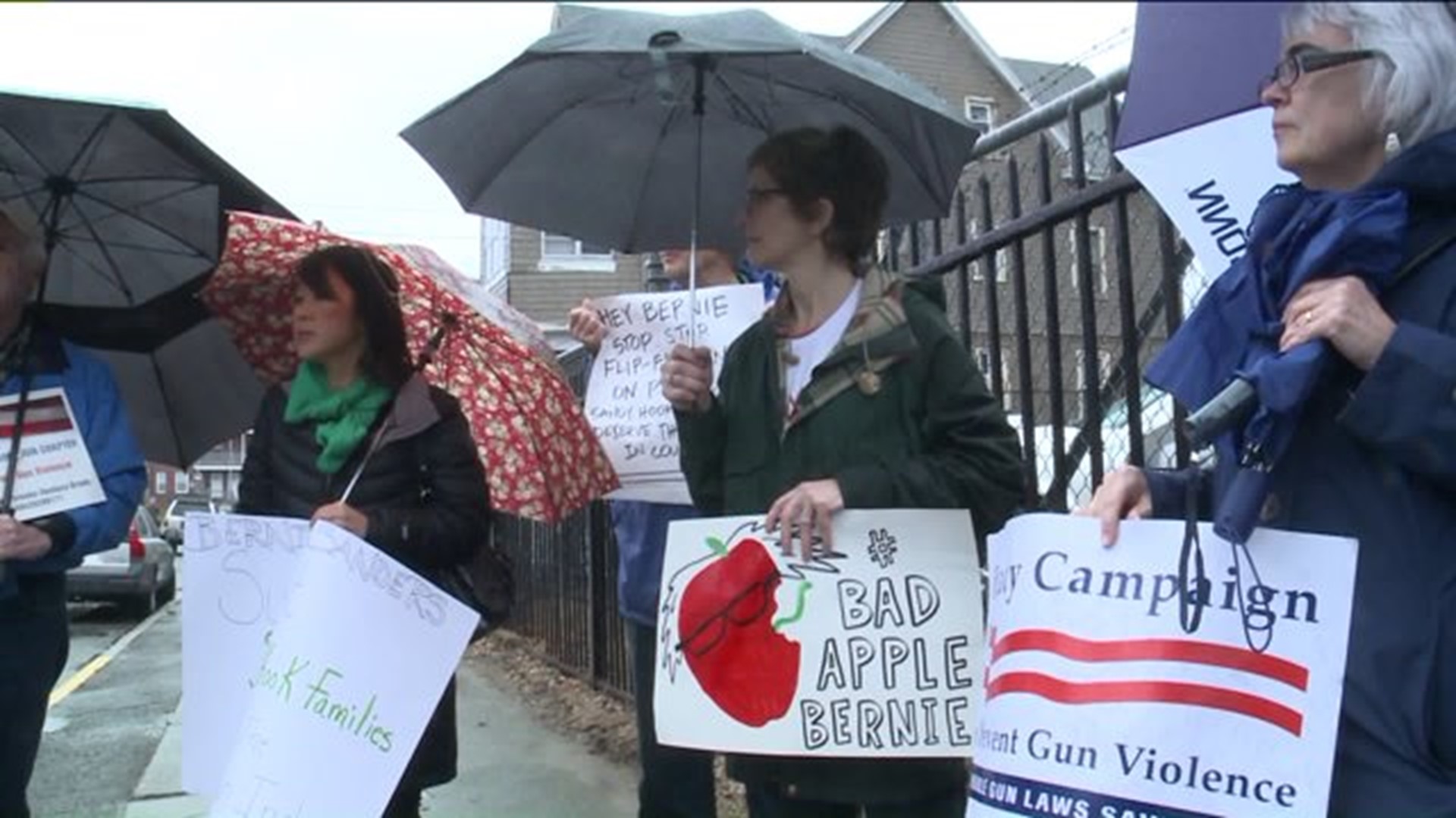 People protest Bernie Sanders comments on gun manufacturer liability