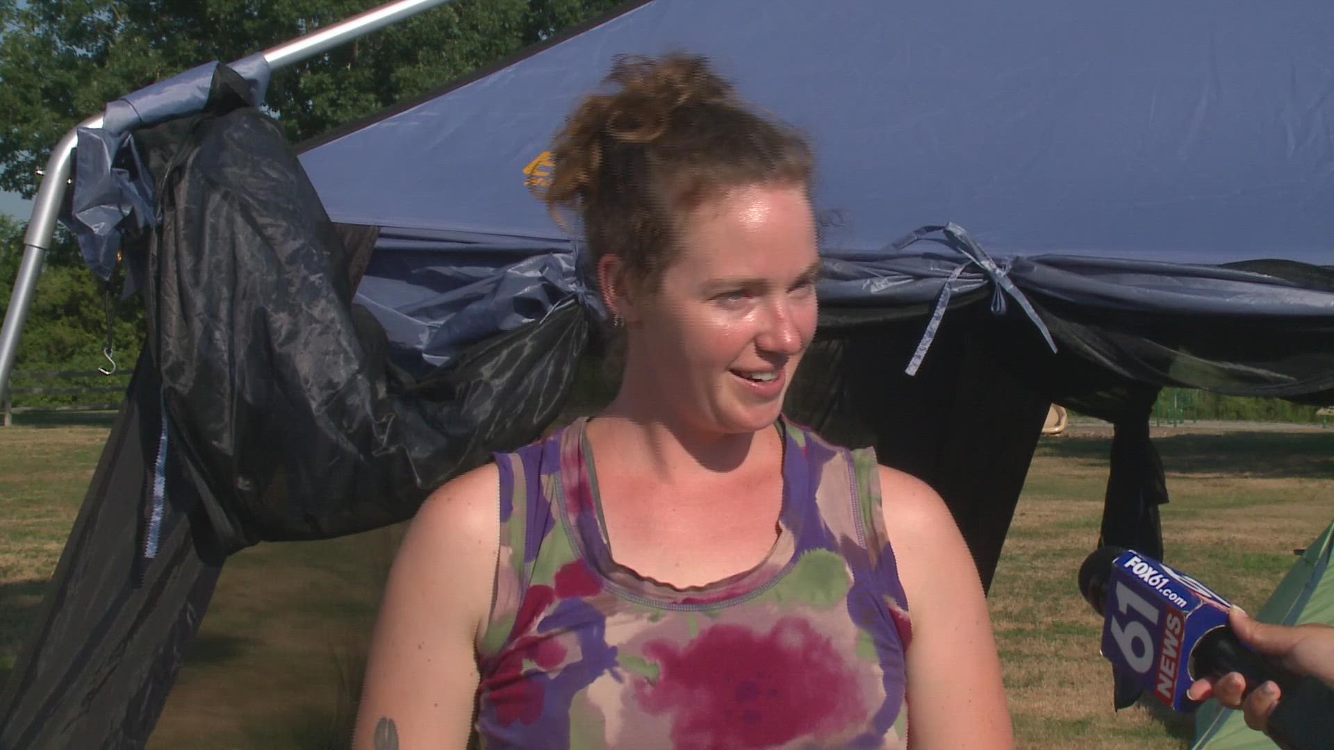 Even with the temperature feeling near 100 degrees—the campground at Hammonasset State Park in Madison was still packed with people braving the heat.