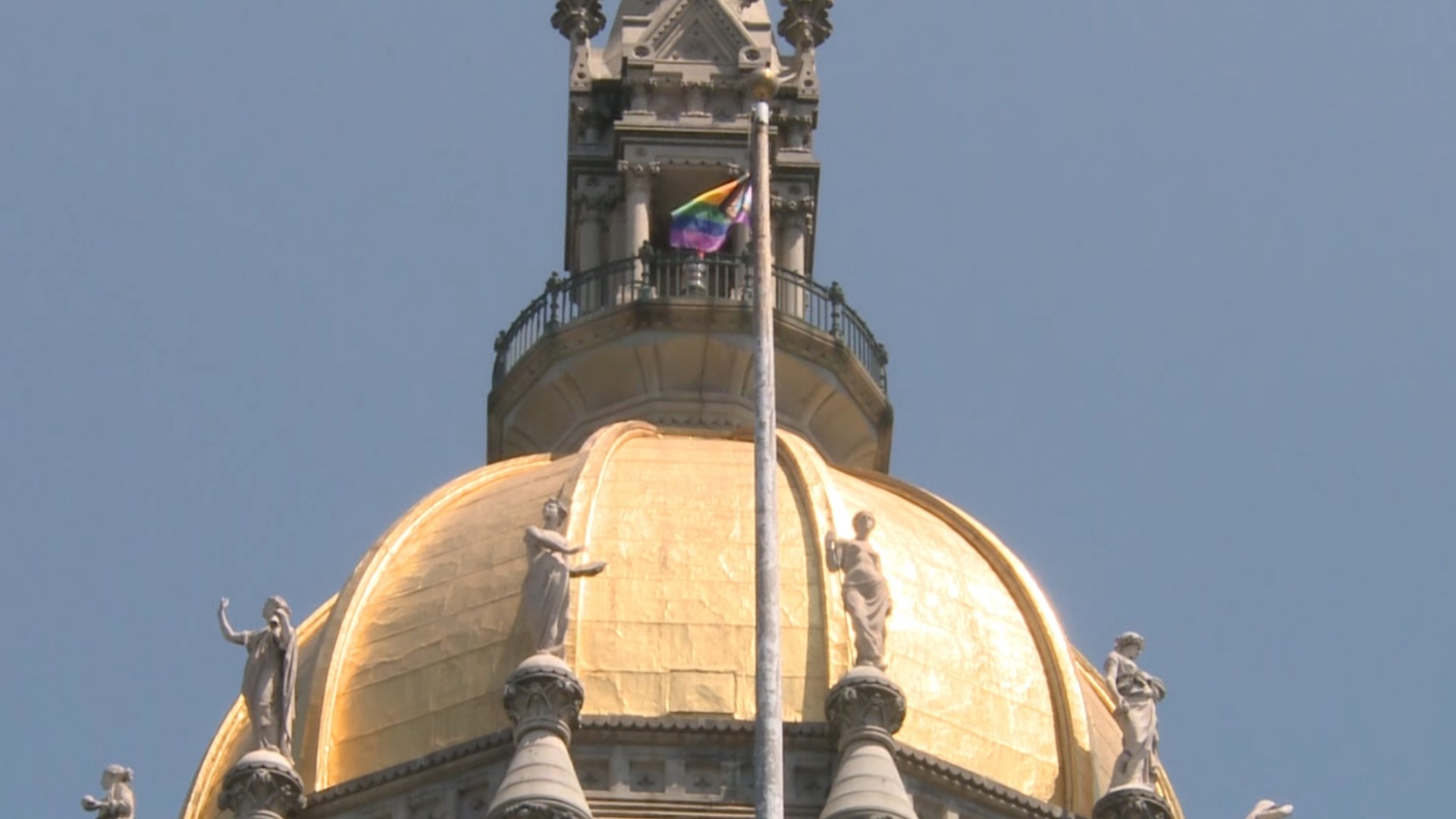 Pride Flag raised over Connecticut Capitol Building in Hartford