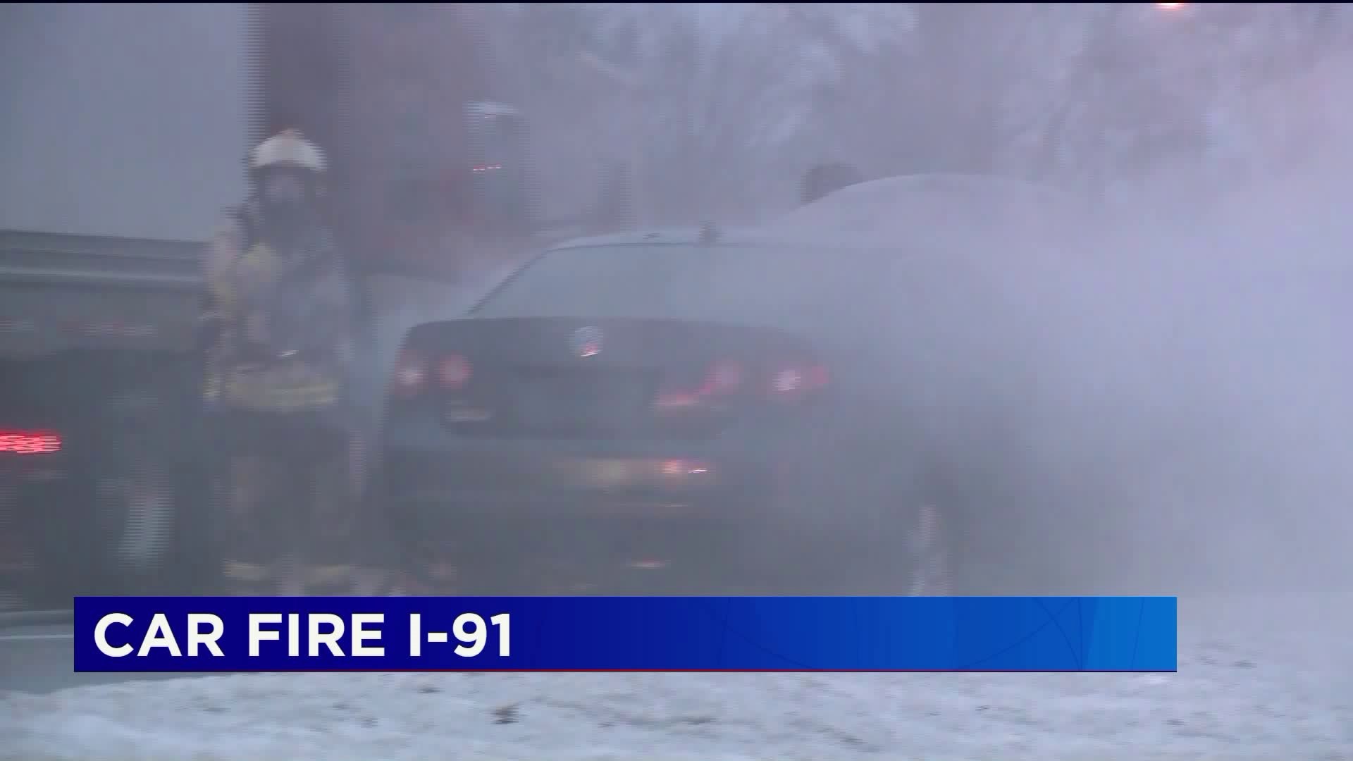 Car fire on I-91 NB in Enfield