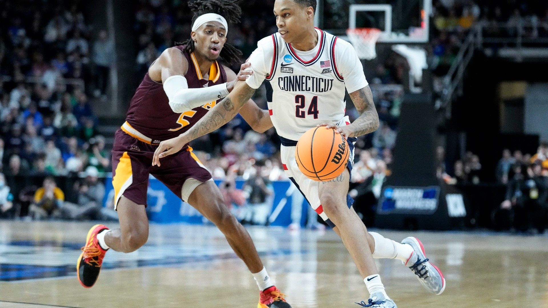 The Huskies advanced to play fifth-seeded Saint Mary's on Sunday in the West Region after losing in the first round under coach Dan Hurley the last two seasons.