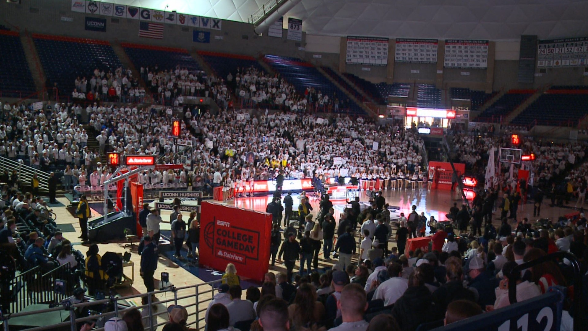 The Huskies hosted ESPN College Game Day at Storrs on Saturday morning for the first time in a decade and it got UConn fans hyped up.