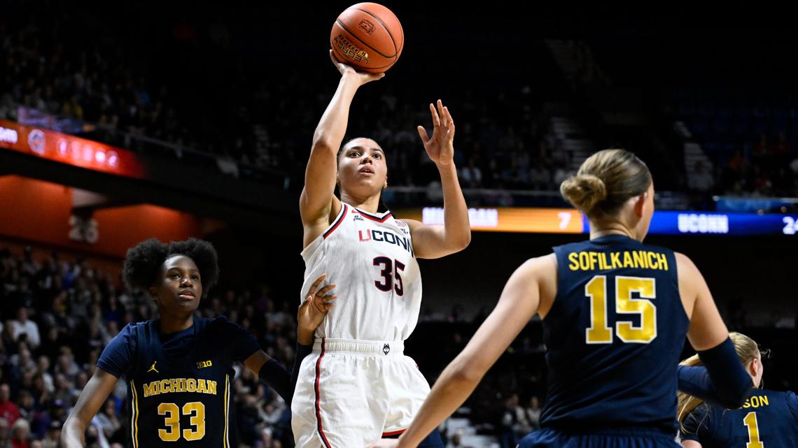 No. 1 UConn women survive No. 6 Michigan’s ferocious comeback, earn 72 ...