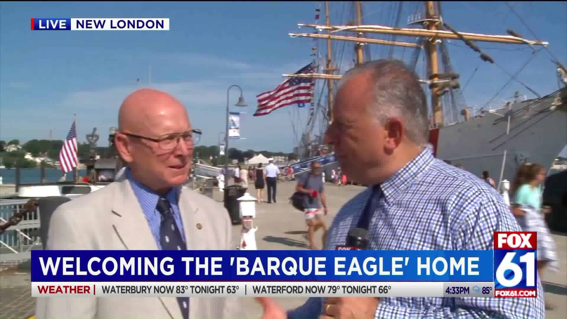 Barque Eagle returns Tony live w Adm Papp