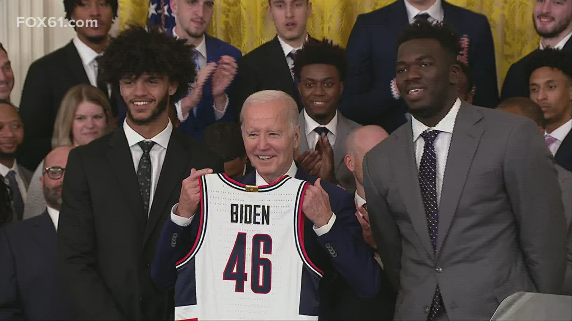 The LSU Tigers and UConn Huskies were both honored at the White House on Friday for winning the national championship.
