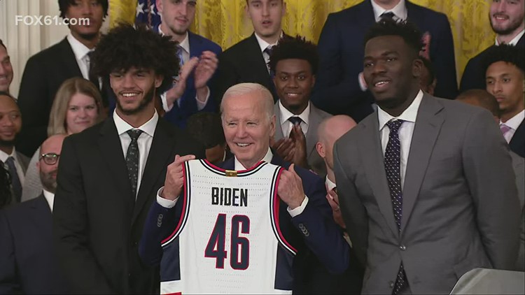 UConn men's basketball team celebrates 2023 NCAA win at White House