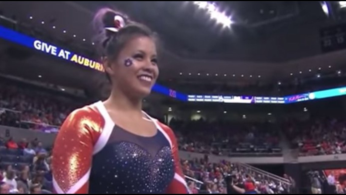 Auburn gymnast who suffered gruesome knee injuries walks down the aisle