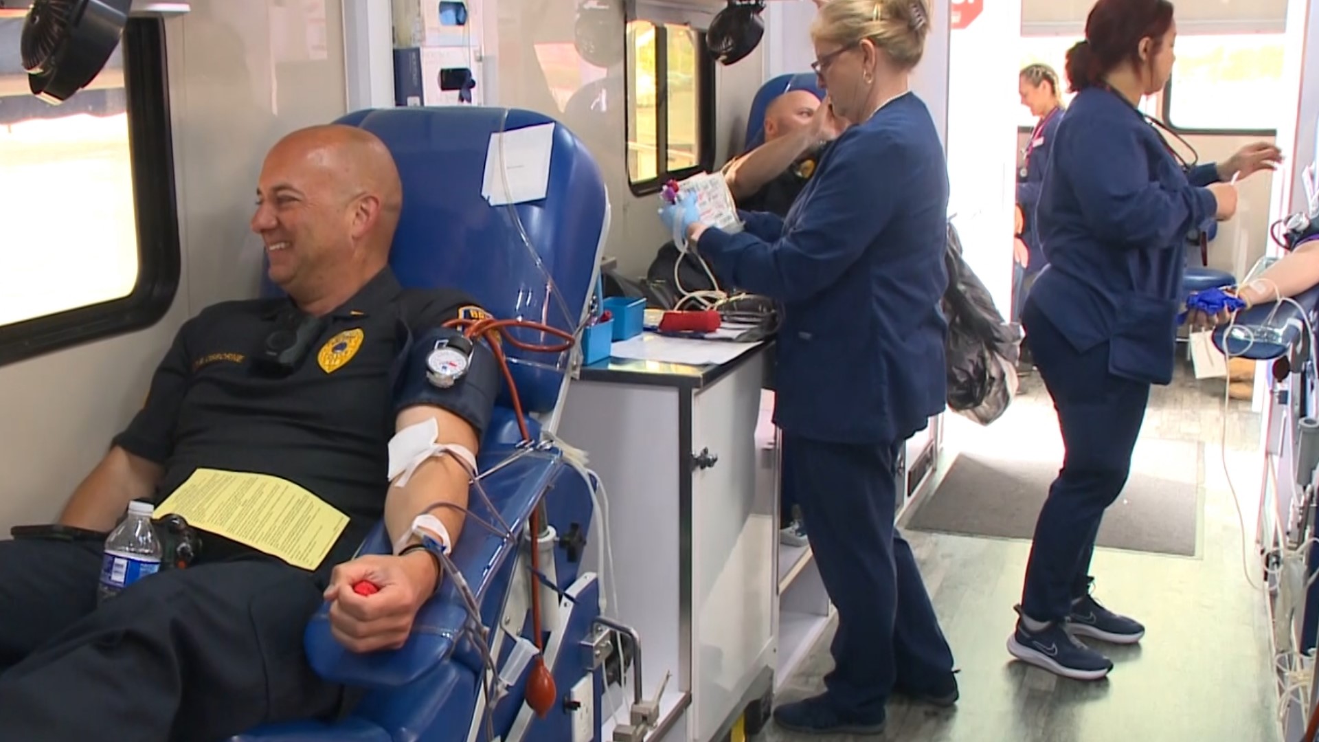 The Bristol police department on Friday honored the two officers in their department who were shot and killed in October by holding a blood drive.