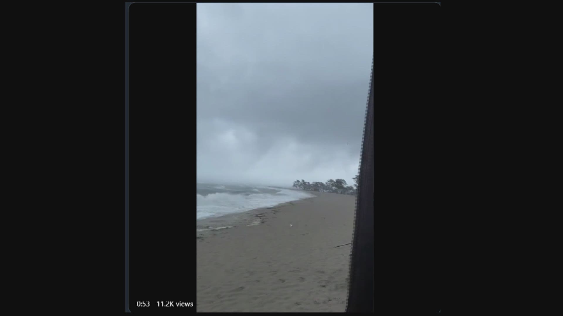Viewer video of a waterspout touching down in Westport.