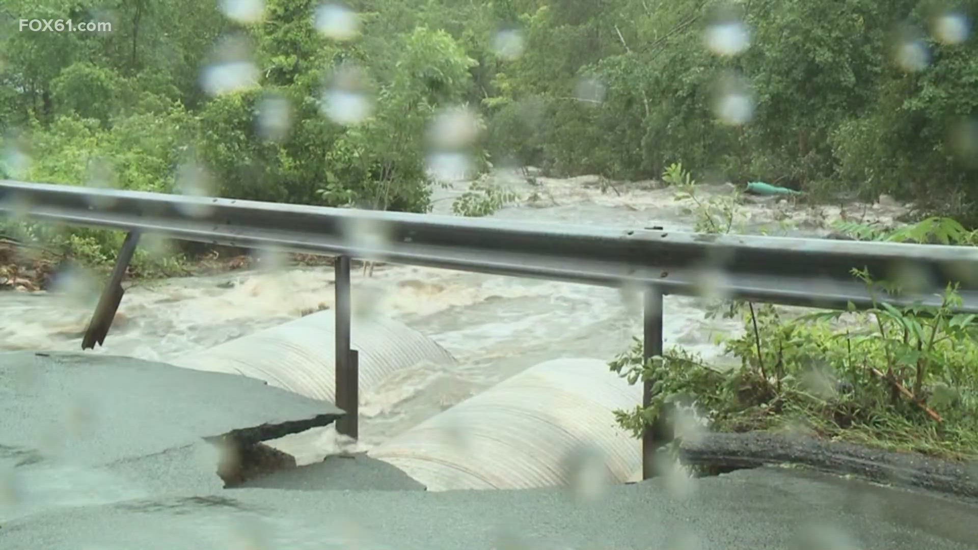 Washed out roads and homes and extensive damage can be found in Norfolk and the Litchfield County area as heavy rain lingers.