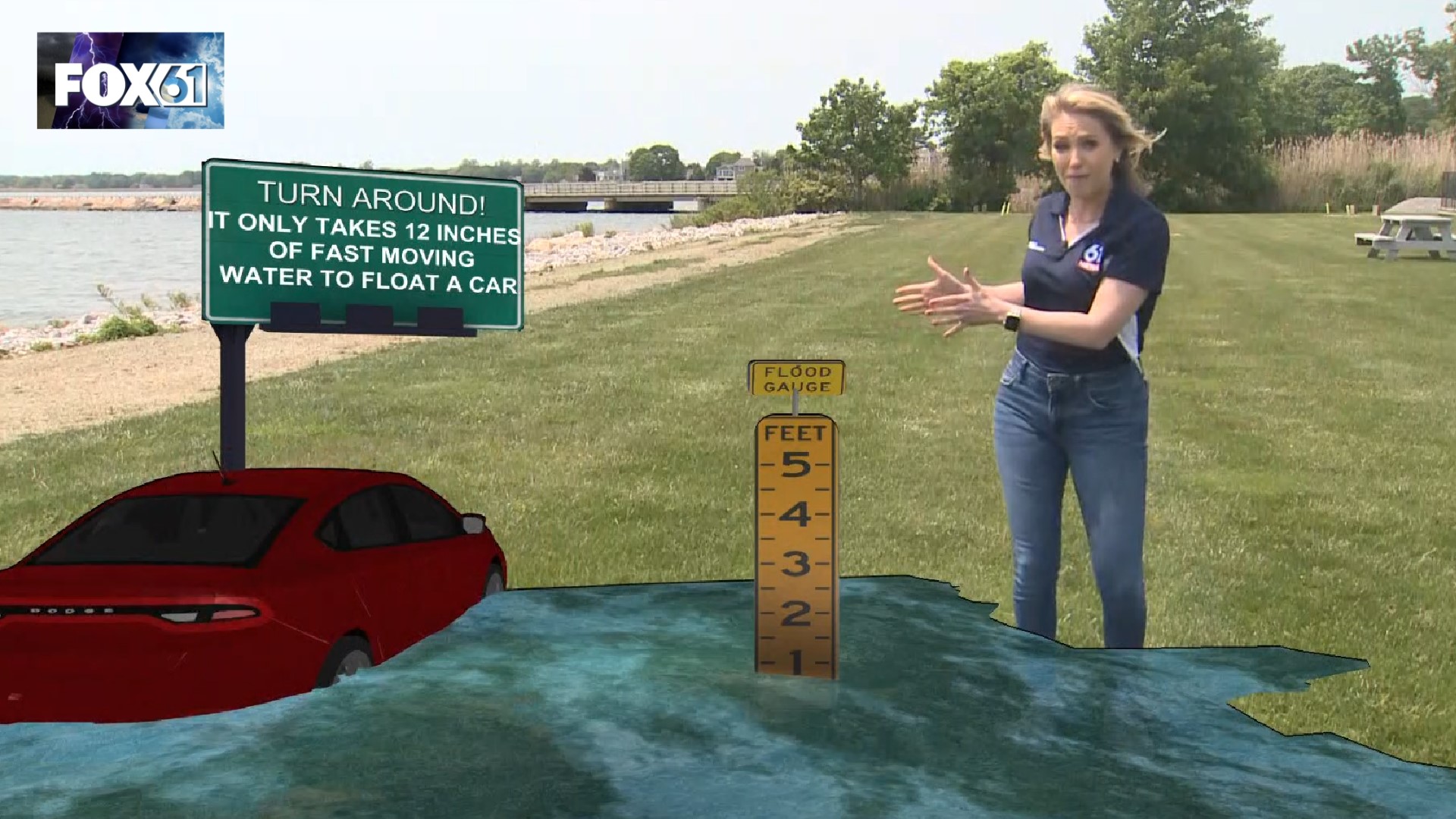 Flash floods can happen near the coast and even inland. Drivers are asked to be aware of their surroundings and 'turn around, don't drown' if they see flooding.