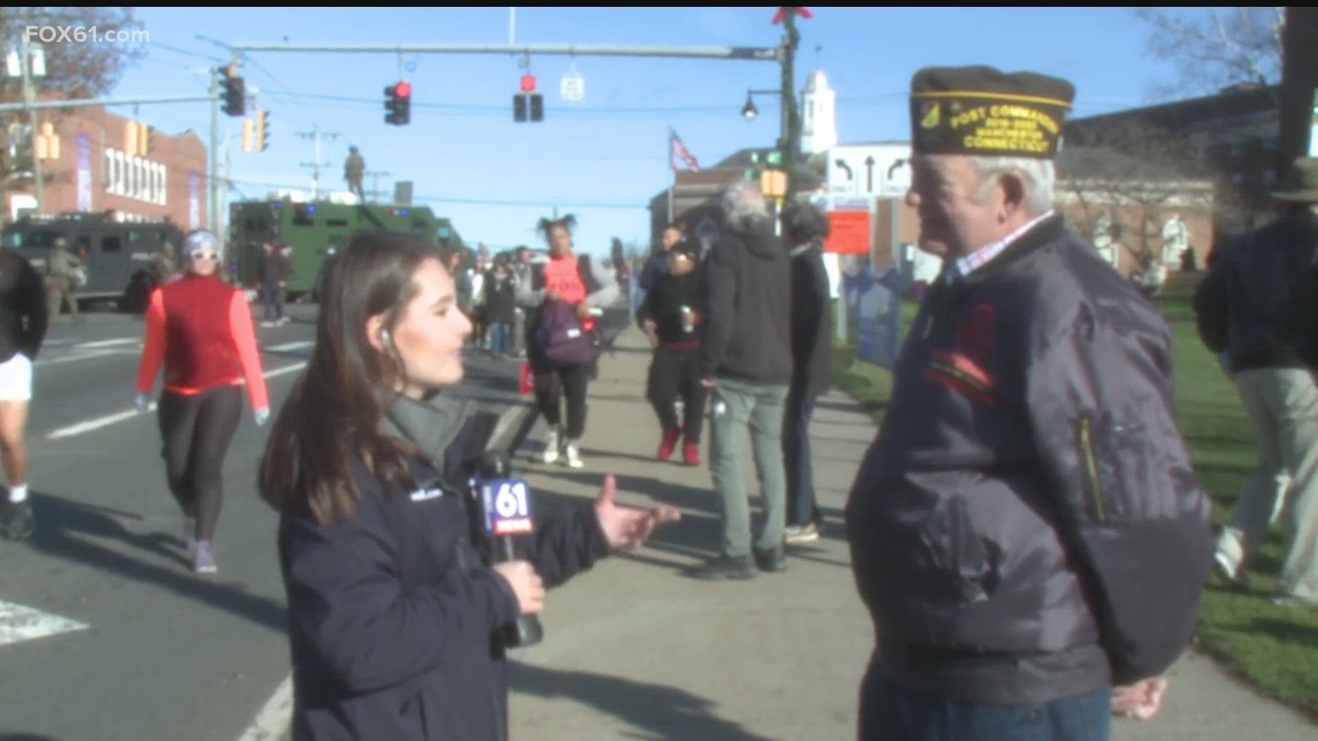 FOX61's Brooke Griffin discusses the Manchester Road Race honoring veterans with Paul, a Vietnam War veteran.