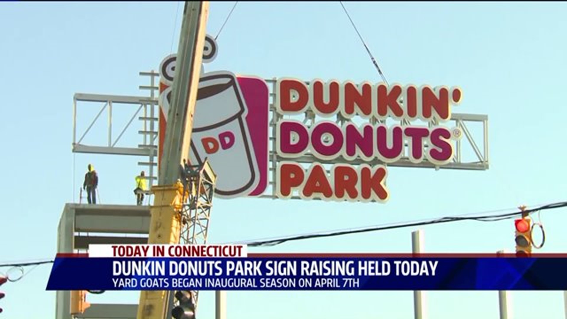 Dunkin Donuts Park sign goes up