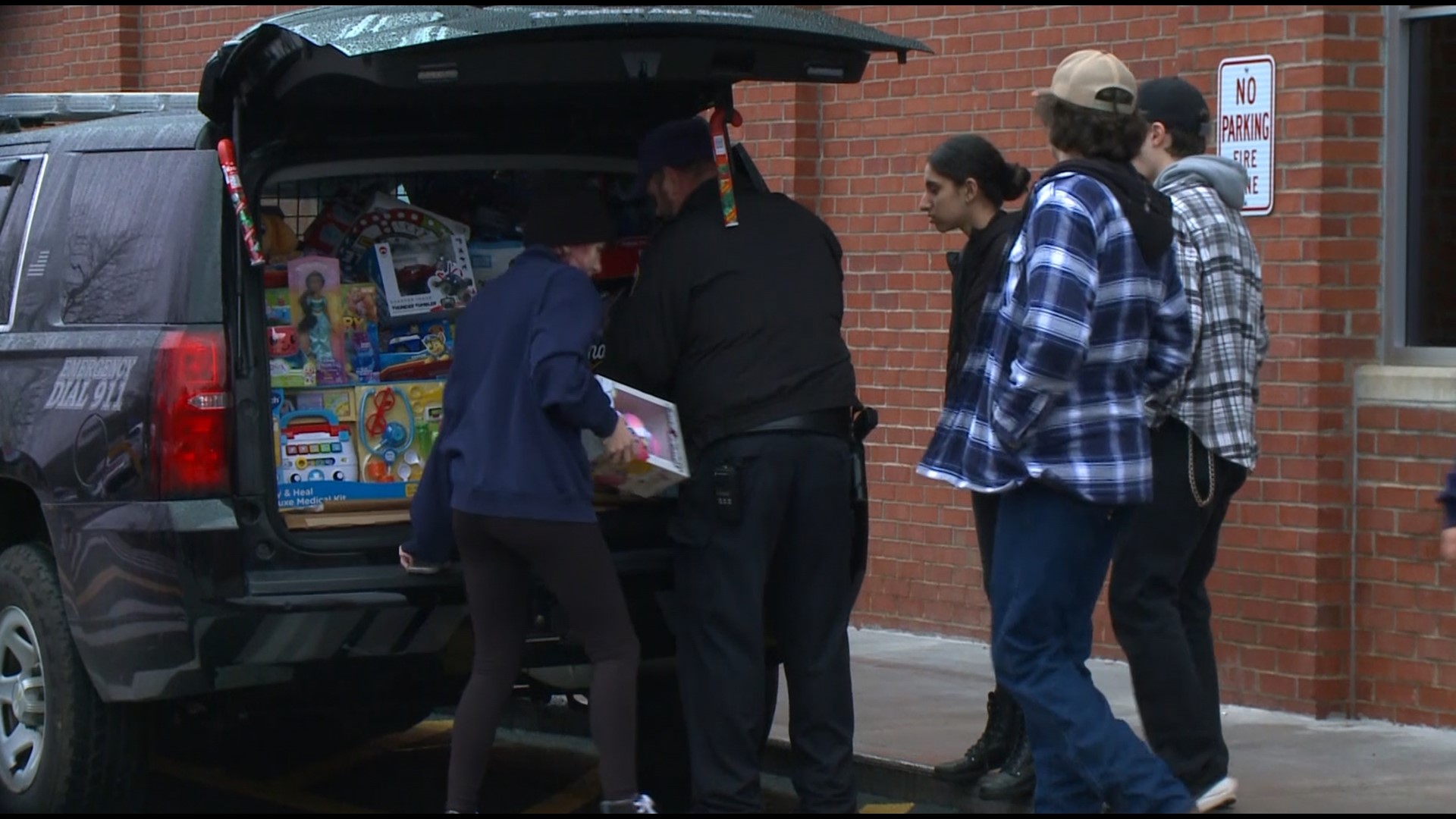 In Avon, police and fire joined forces outside Walmart Friday in the hopes of hooking Black Friday shoppers.