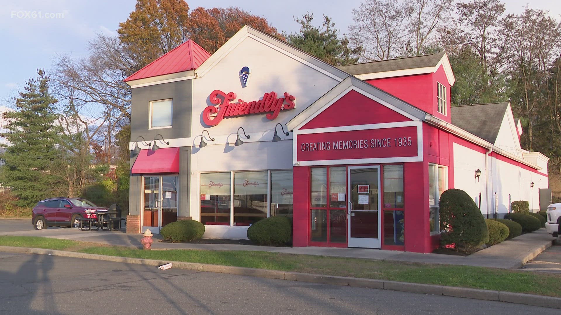 A person was injured following an oil spill on Sunday afternoon after a driver crashed into Friendly's in Newington, police said.