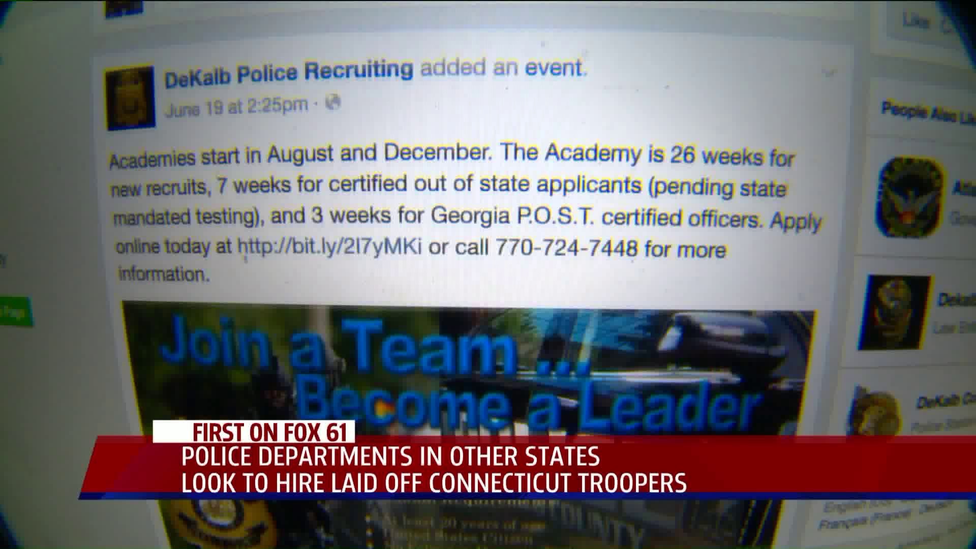 Out of state police departments looking to hire CT State Police officers