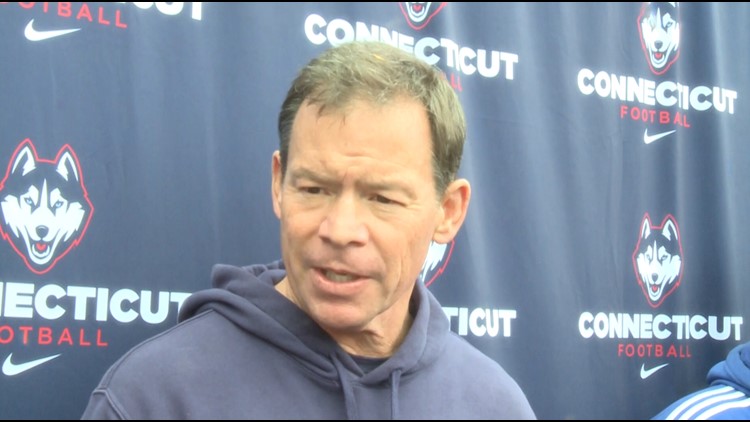 UConn Football Head Coach Jim Mora speaks at Spring Showcase | Full Interview