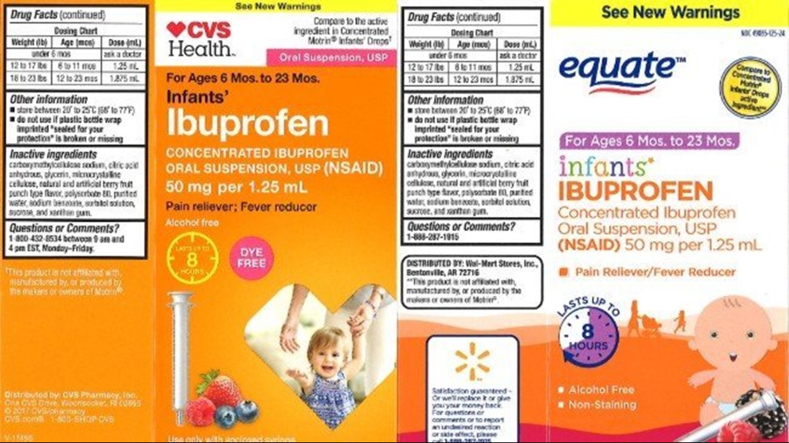 Recall of infant ibuprofen sold at Walmart, CVS expanded over dosage