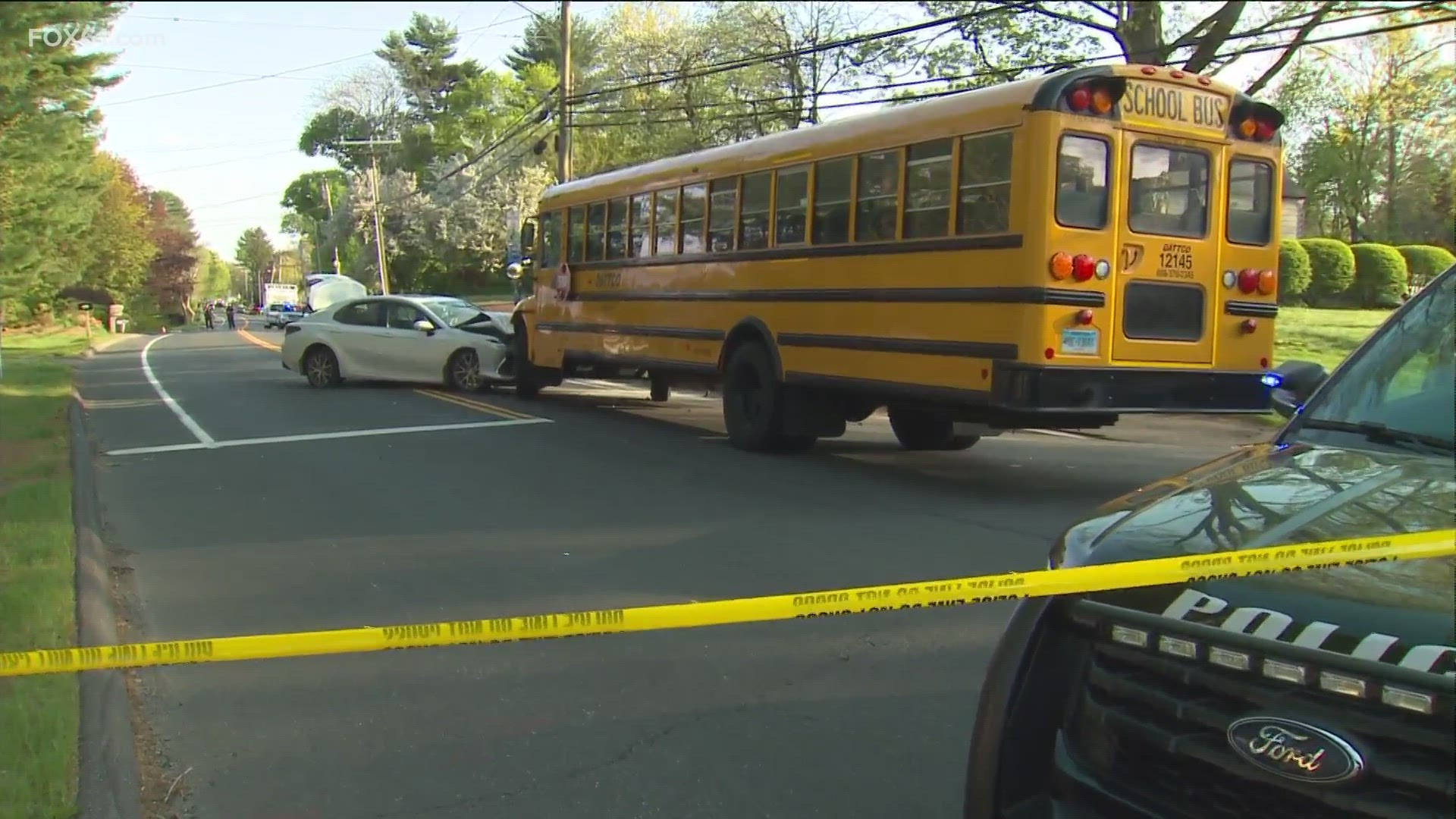 The school bus from South Windsor was occupied, however, there are no reported injuries by the school bus passengers.