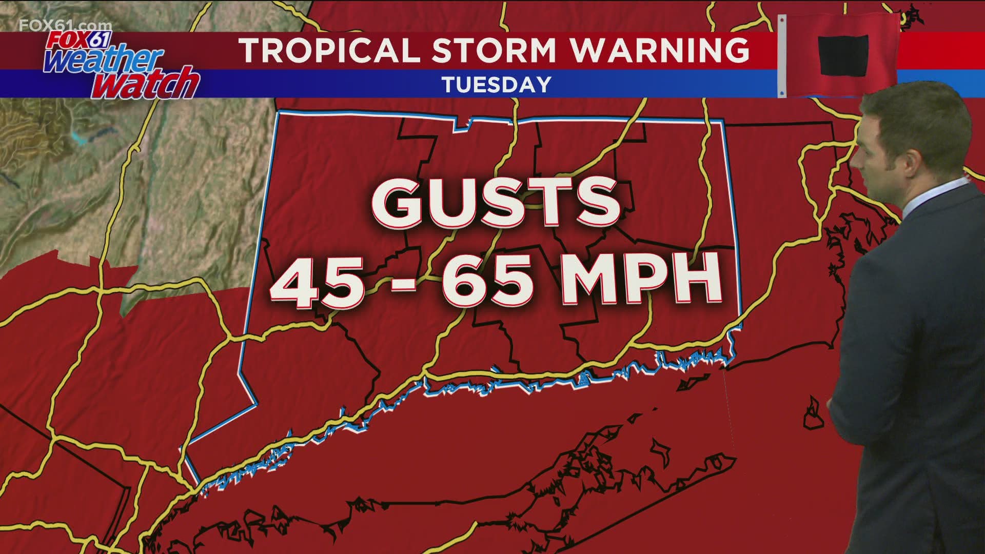 The storm will bring a few tropical downpours and strong/damaging winds this afternoon.